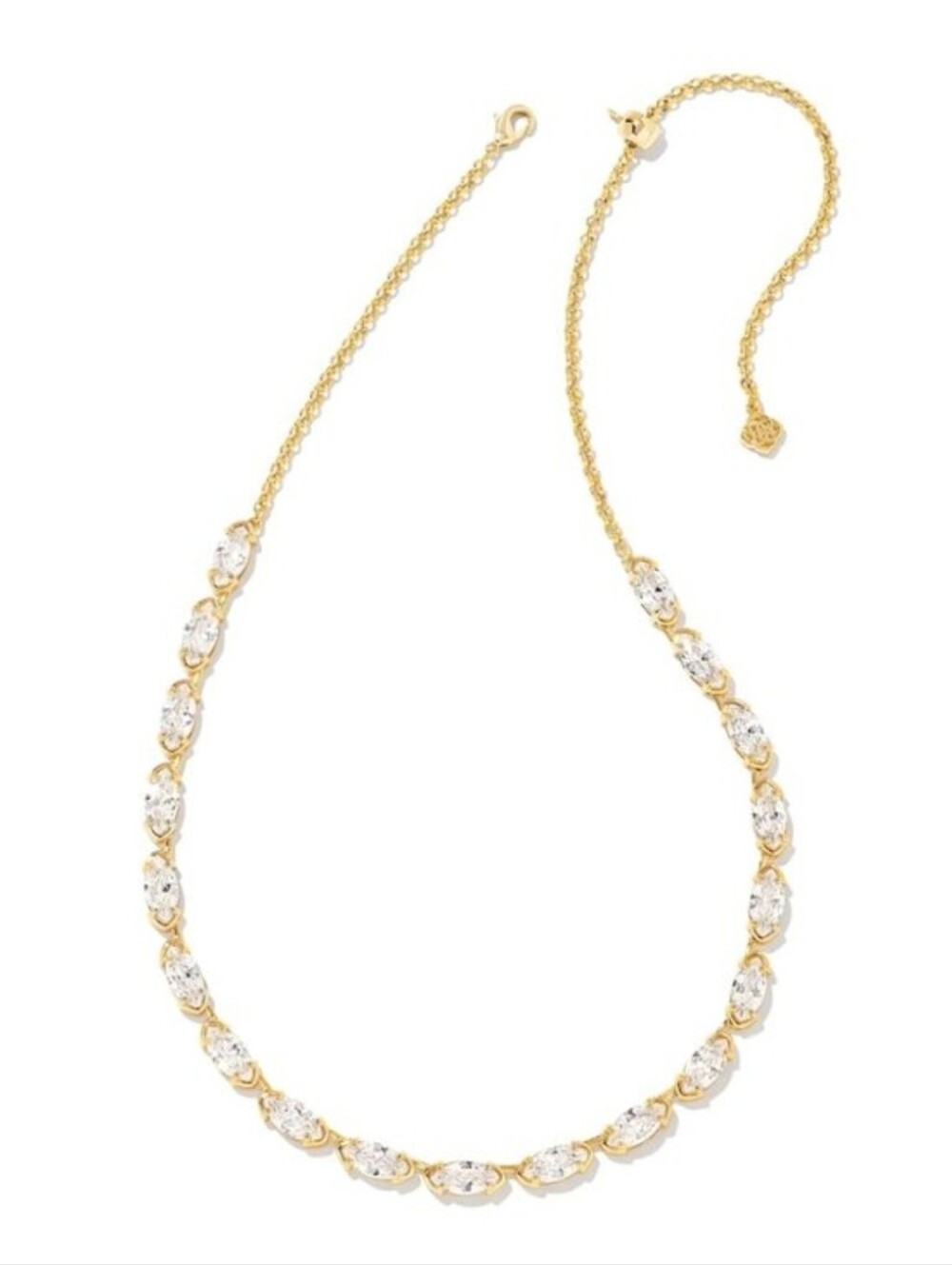 💛▪️Kendra Scott ▪️Genevieve Gold Strand Necklace White Crystal 14K Plated